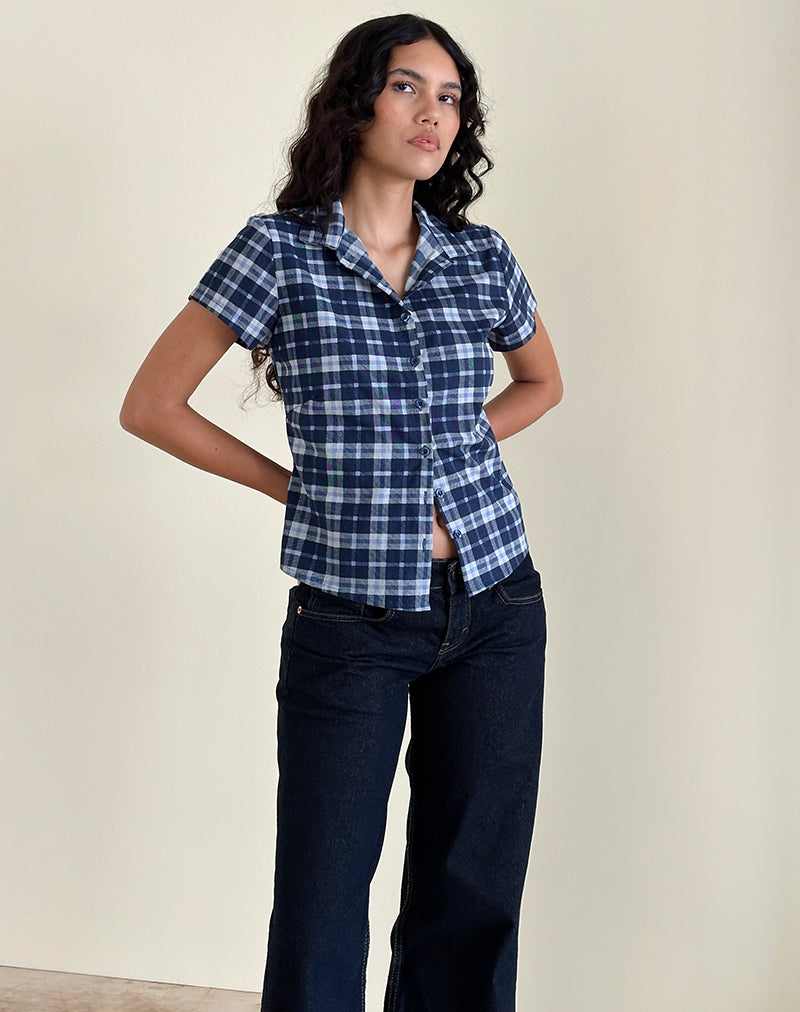 Immagine della camicia Wilman in tartan blu scuro
