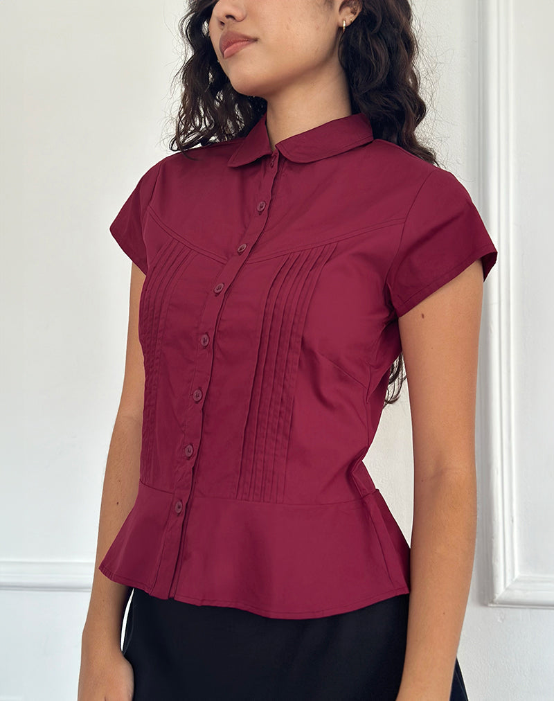 Camicetta Wilmot in popeline bordeaux