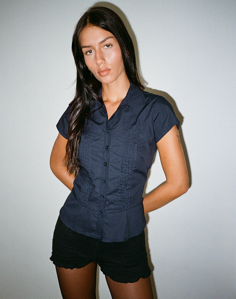 Immagine della blusa Wilmot in Popeline Navy