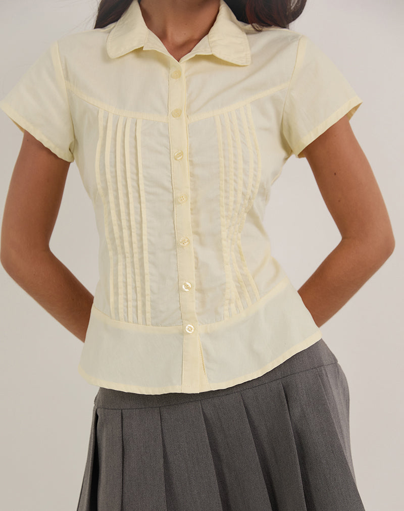 Immagine della blusa Wilmot in popeline giallo latticello