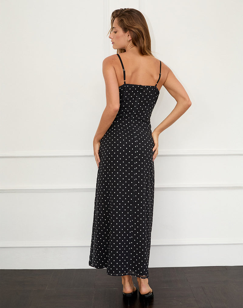Immagine di Wilonna Maxi abito in chiffon nero Basic Polka