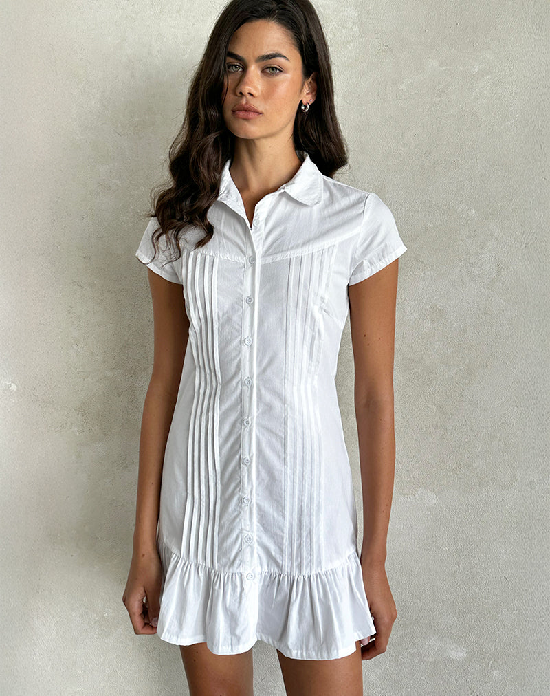 Immagine di Wilsey Mini Shirt Dress in Popeline Bianco
