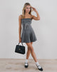 Immagine di Wimala Mini Dress in Charcoal con nastro bianco