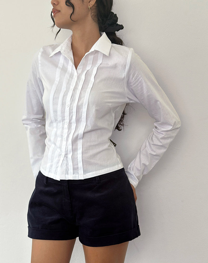 Camicia Winda a maniche lunghe in popeline bianco