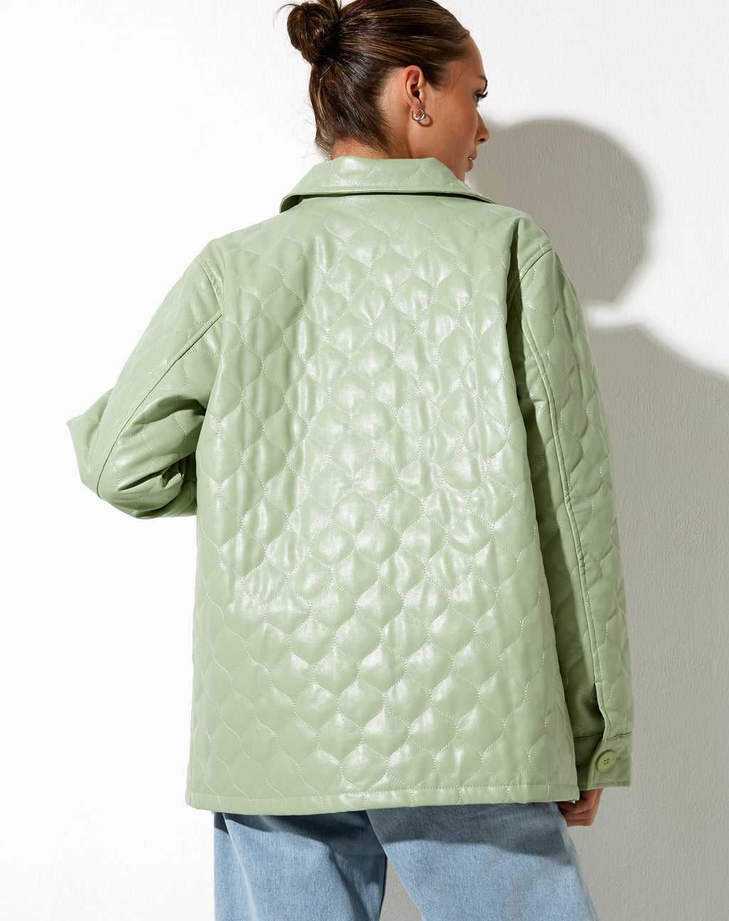 Giacca Winka in PU trapuntato color menta pastello