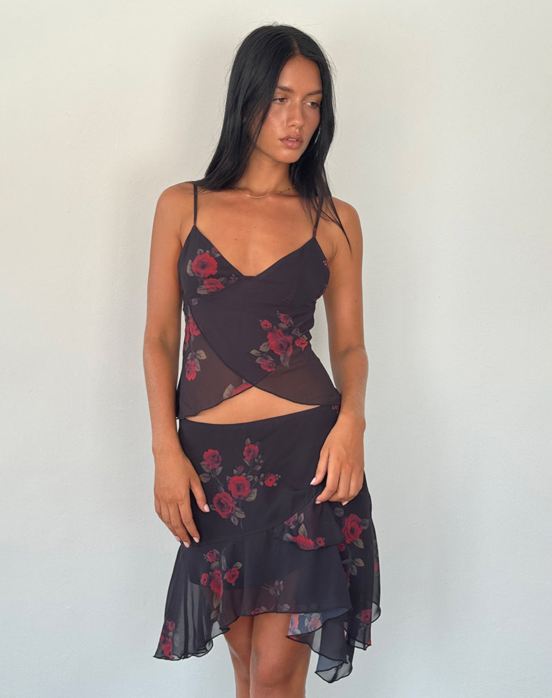 Immagine di Winona Mini Gonna in Vintage Roses Nero
