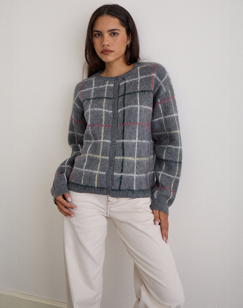 Cardigan Wisola in maglia Country Check Grigio
