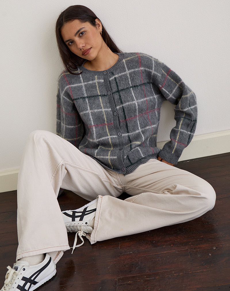 Cardigan Wisola in maglia Country Check Grigio