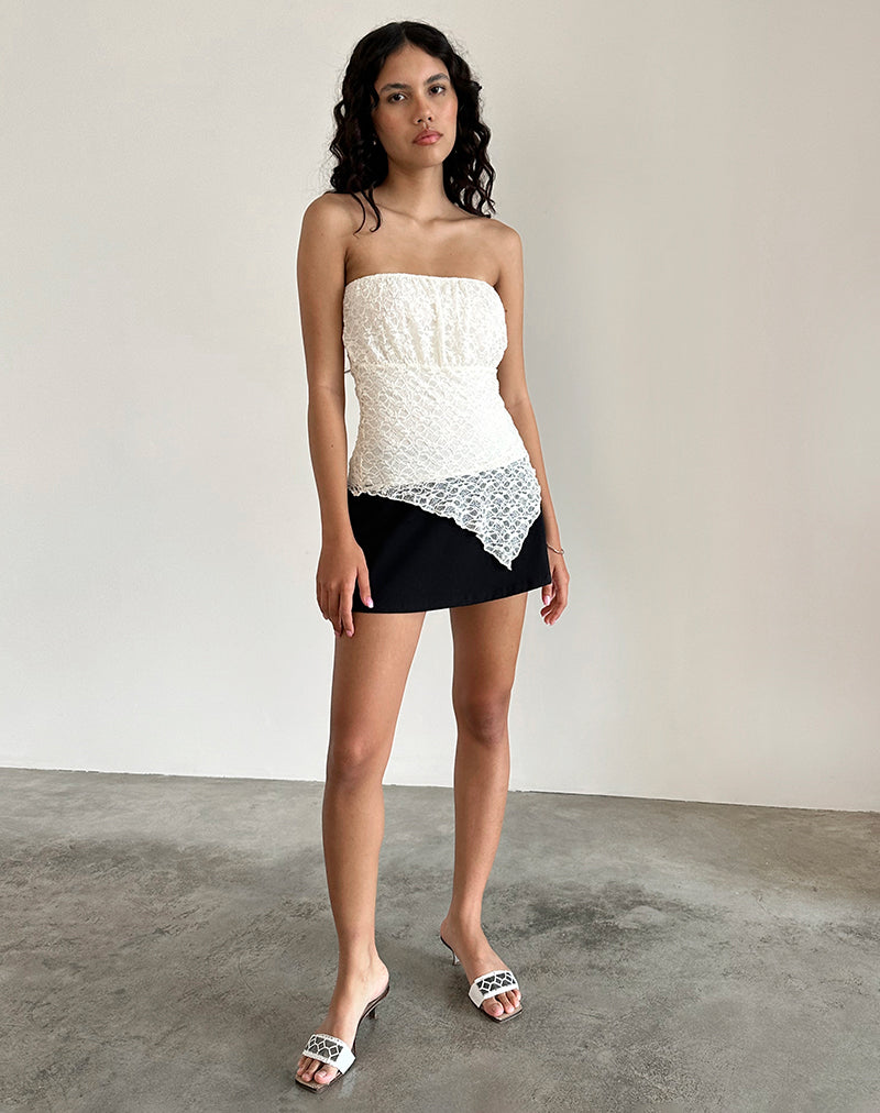 Wuni - Top a fascia lungo in pizzo avorio