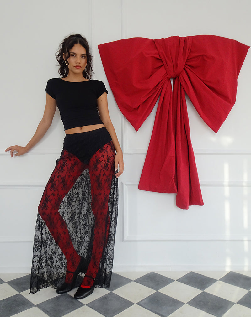 Maxi gonna Nevali in pizzo nero Wild Rose