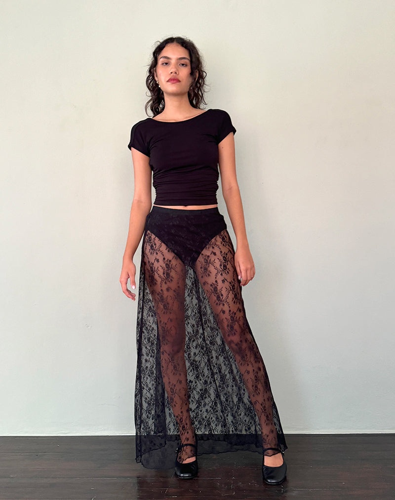 Immagine di Nevali Maxi gonna in pizzo nero Wild Rose