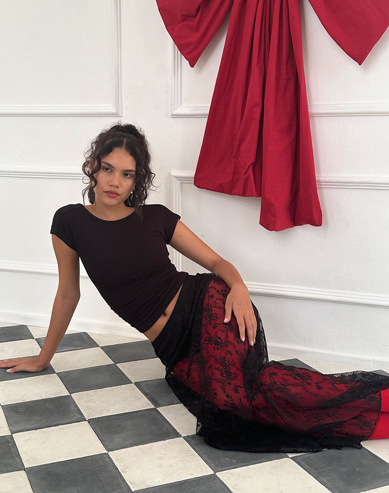 Immagine di Nevali Maxi gonna in pizzo nero Wild Rose