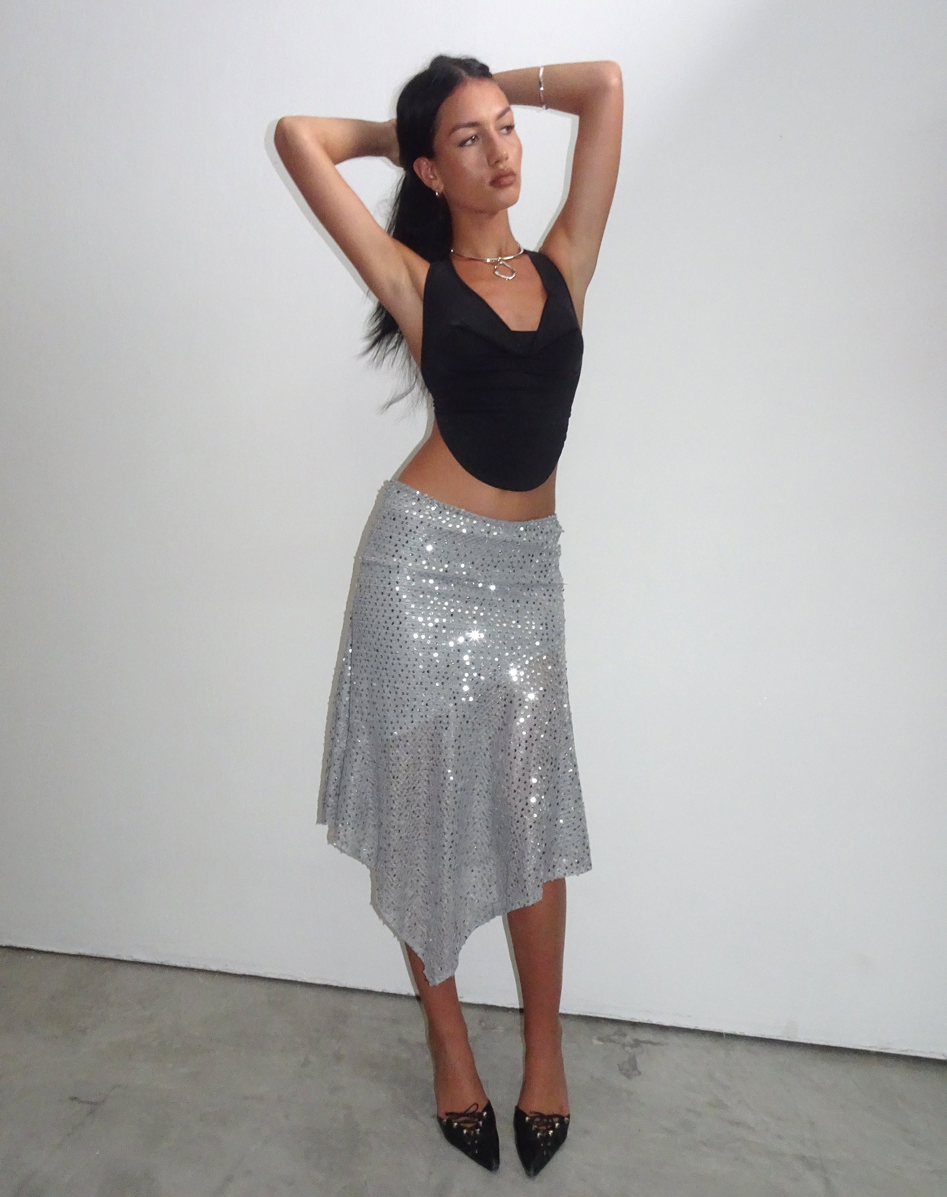 Immagine di Carita Gonna midi in maglia di paillettes Argento
