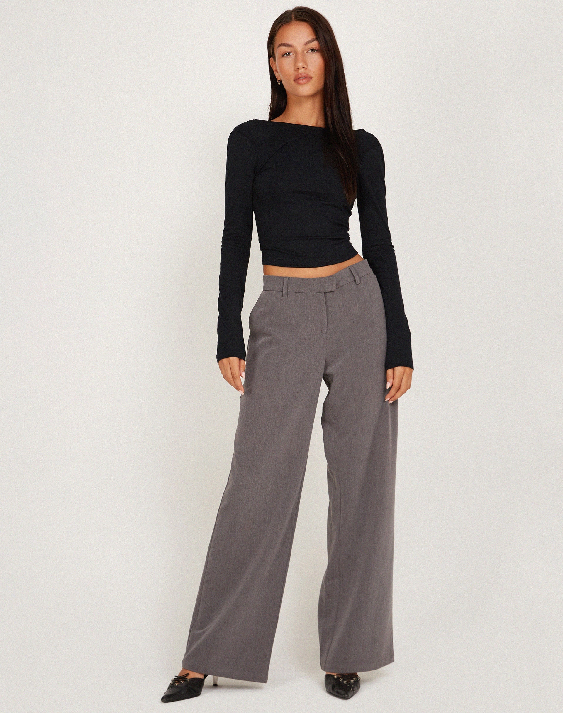 immagine di Xiabon Crop Top a maniche lunghe in nero