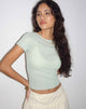 Immagine di Xiwang Crop Top in Salvia con struttura all'uncinetto