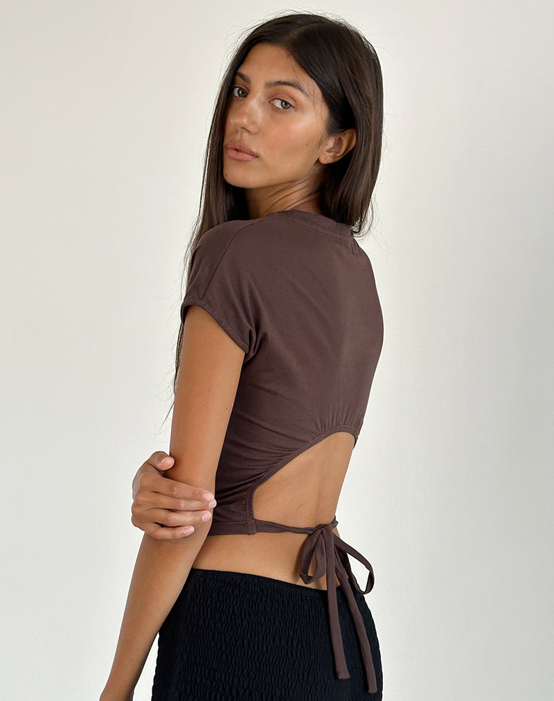 Immagine di Xiwon Bow Back Top in mogano profondo