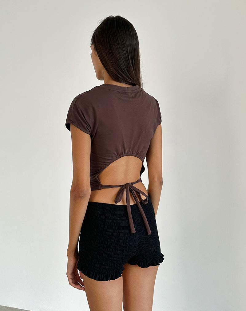 Xiwon Bow Back Top in mogano profondo