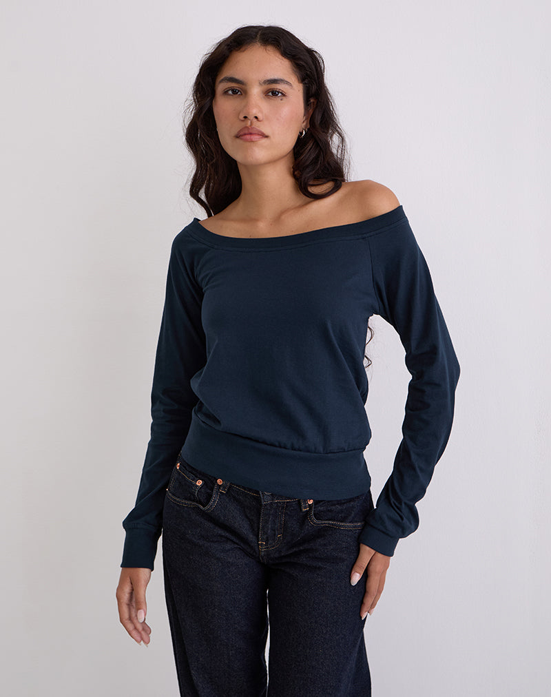 Yacin - Top sciancrato in blu
