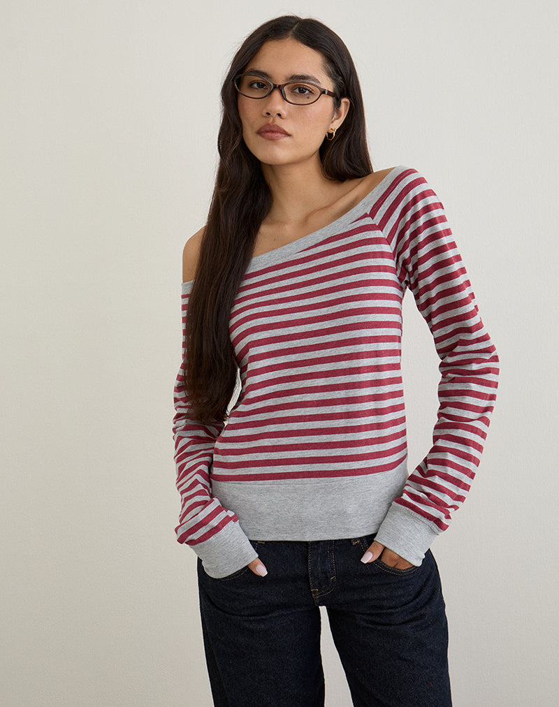 Immagine di Yacin - Top a righe grigio e bordeaux