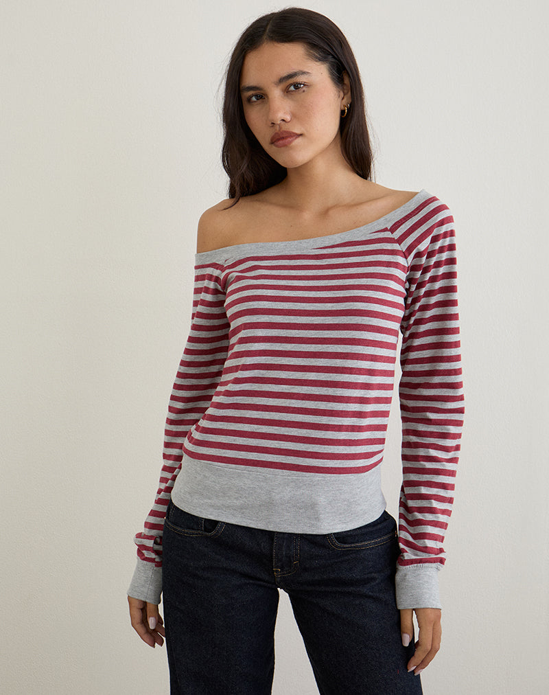 Immagine di Yacin - Top a righe grigio e bordeaux