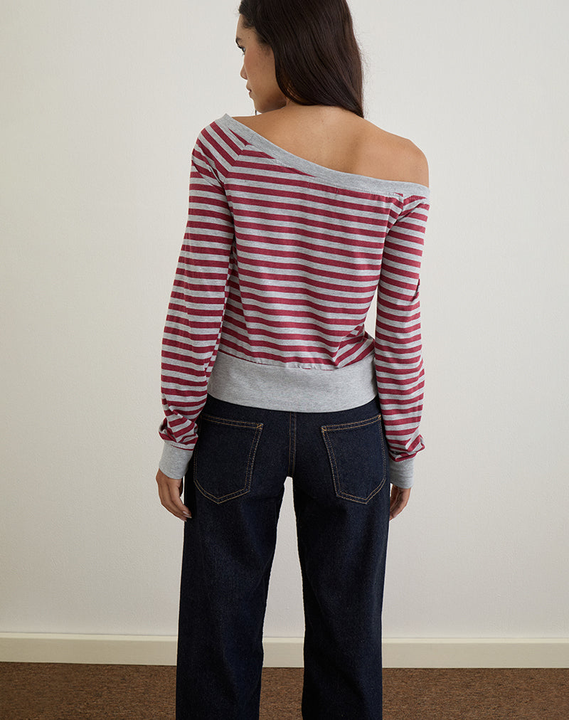 Immagine di Yacin - Top a righe grigio e bordeaux