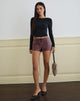Immagine di Yakko Lace Up Hotpants in PU Plum