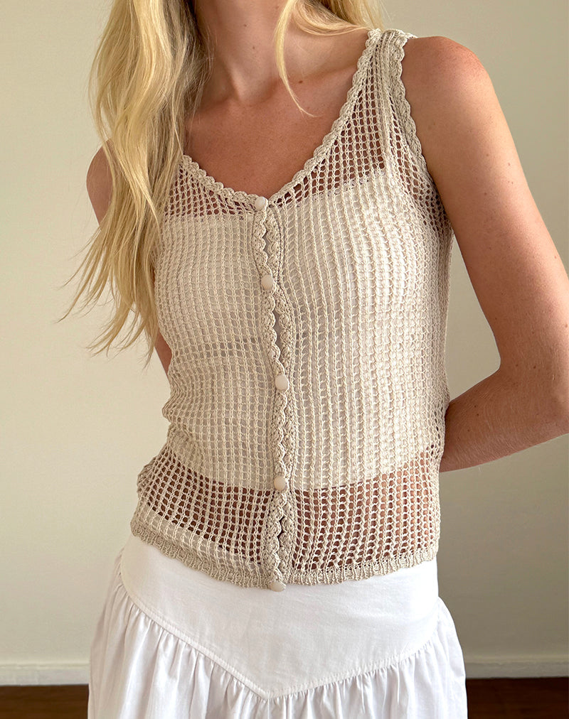 Gilet Yamile in maglia a trama aperta Oat