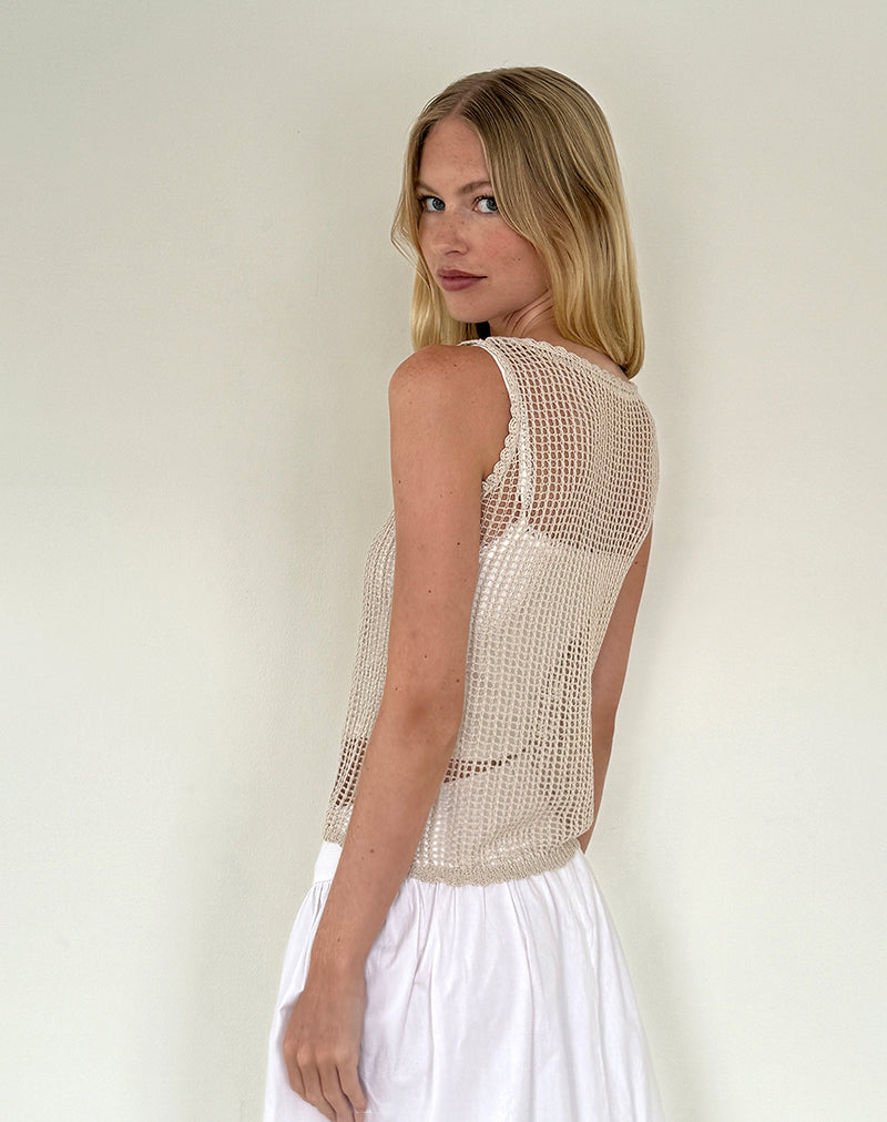 Gilet Yamile in maglia a trama aperta Oat
