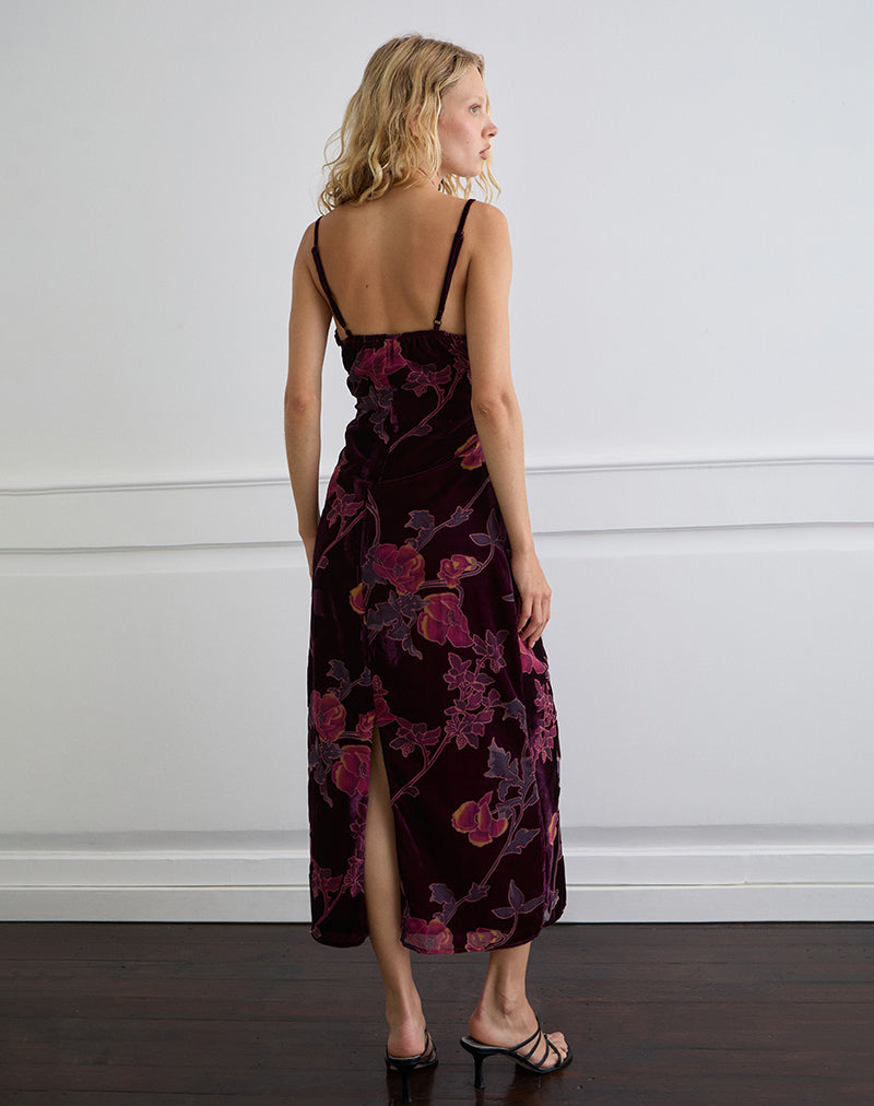Immagine di Yamira Maxi Dress in Floral Devore Burgundy