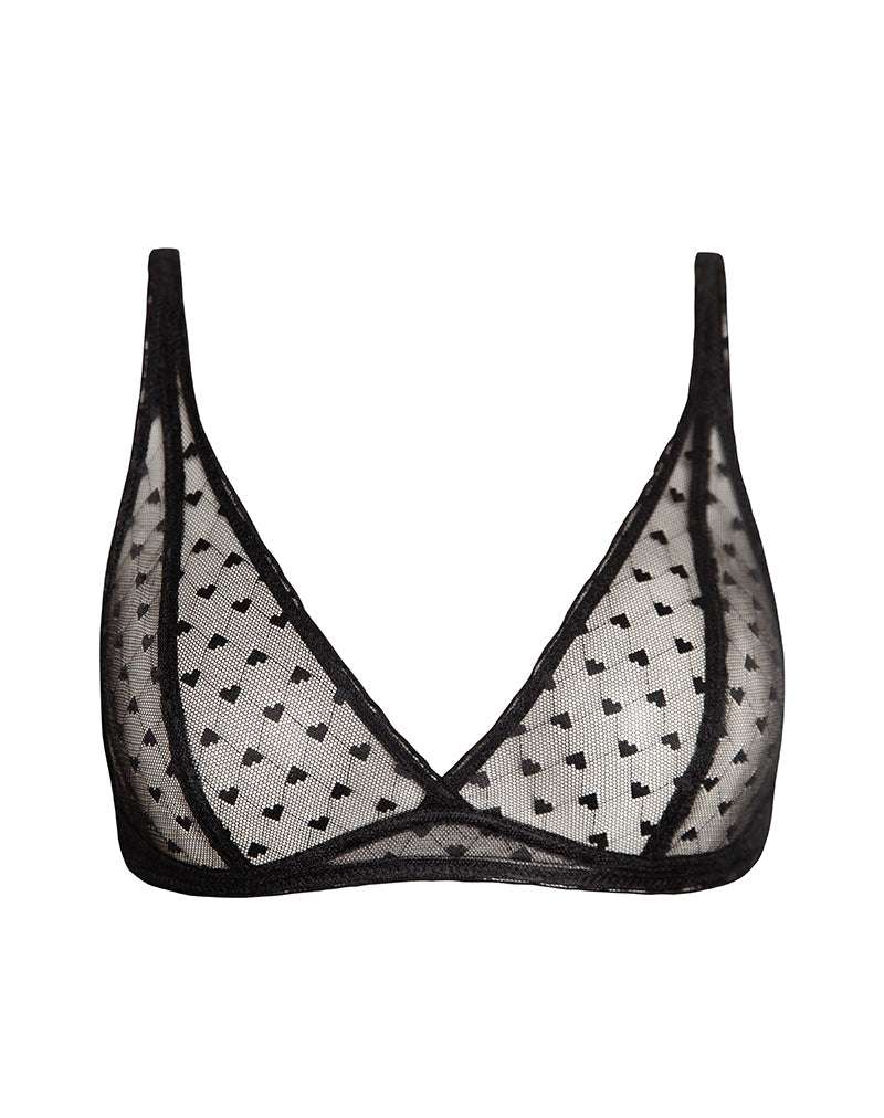 Immagine del reggiseno Yandri in pizzo nero con ricamo a cuore