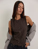 Immagine della blusa Yarala in mono gessato cioccolato