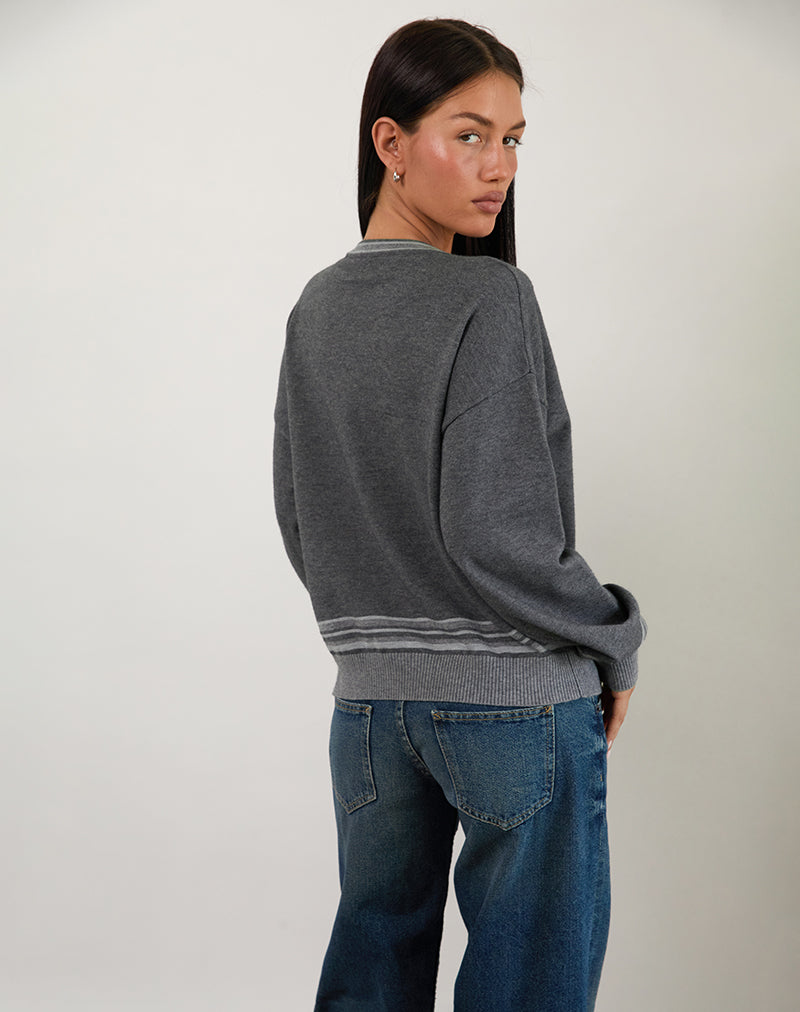 Immagine di Yarnia - Maglia a collo alto con scollo a V, colore antracite