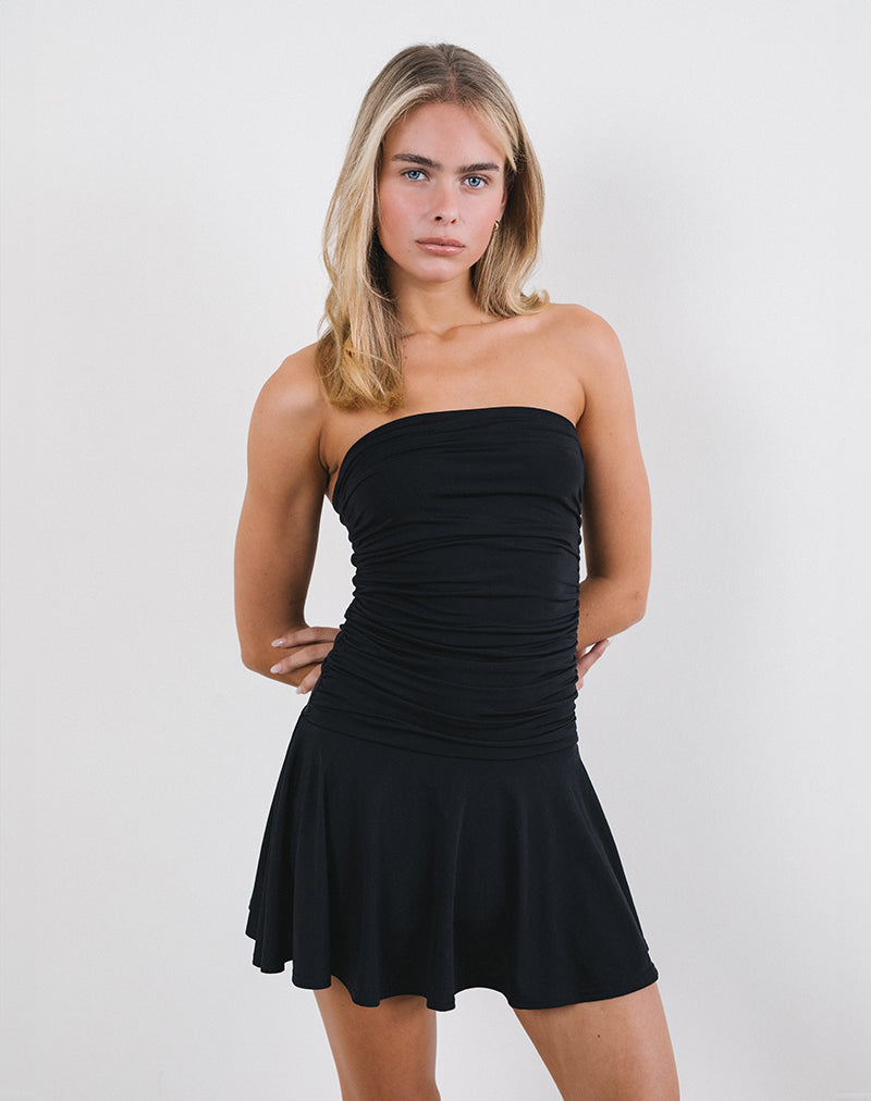 Mini abito a fascia Yasmin in nero lucido