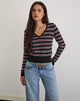 Immagine di Yasra Jumper in maglia a righe nero borgogna