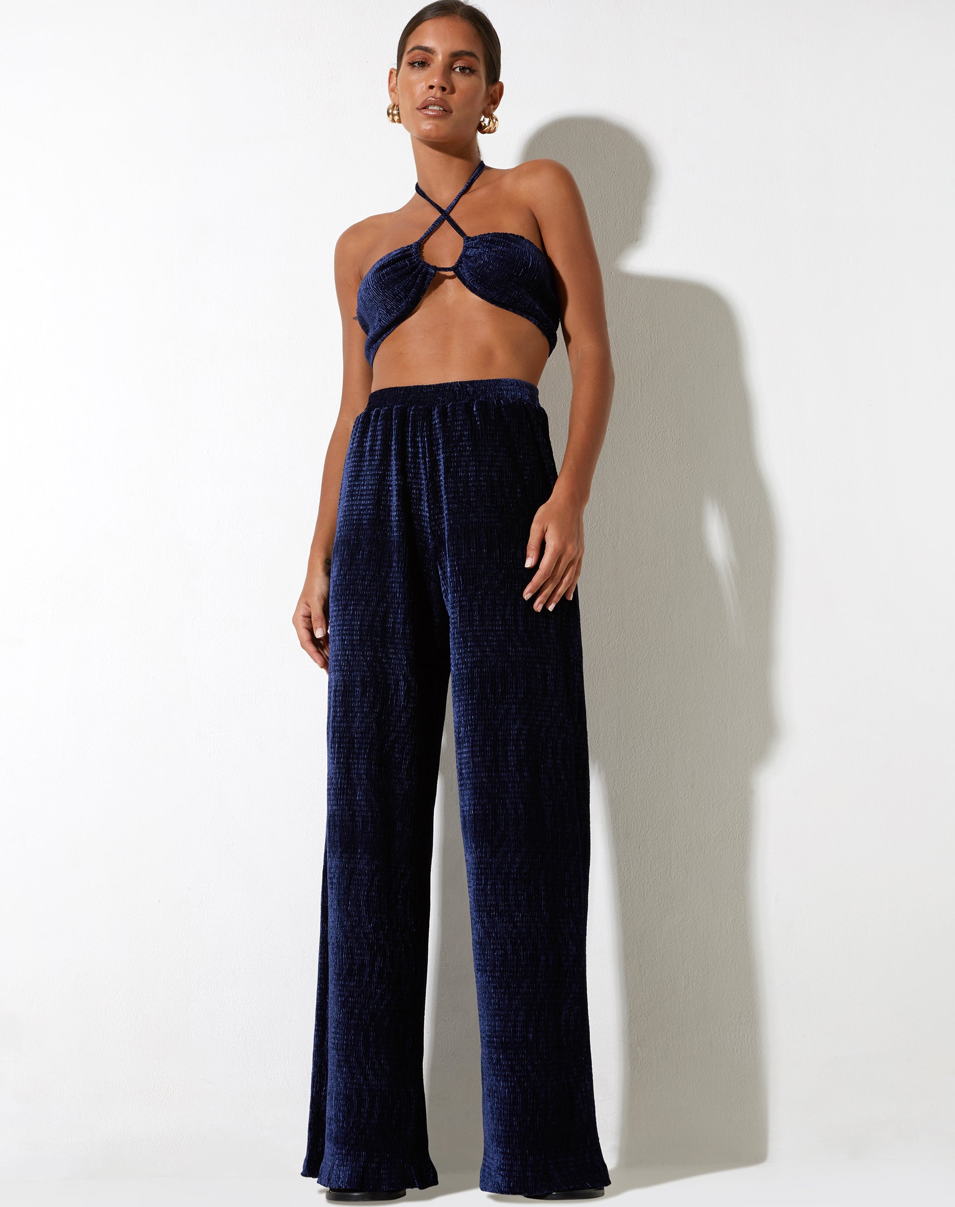 immagine di Yessa Crop Top in velluto navy