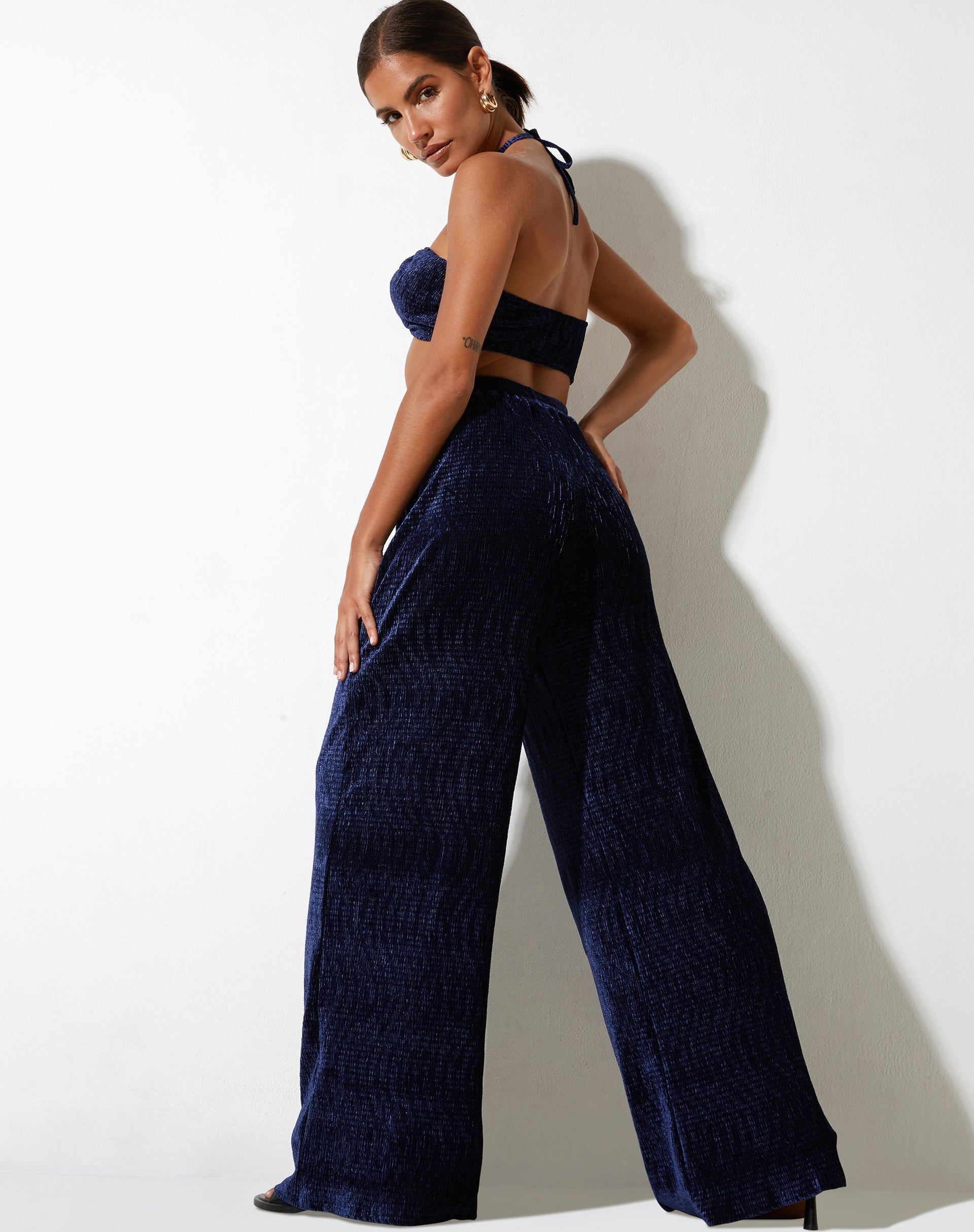 immagine di Yessa Crop Top in velluto navy