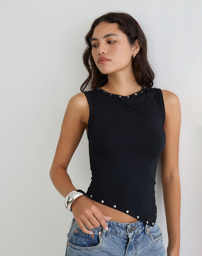 Immagine di Yetta Gilet con doppia borchia in nero