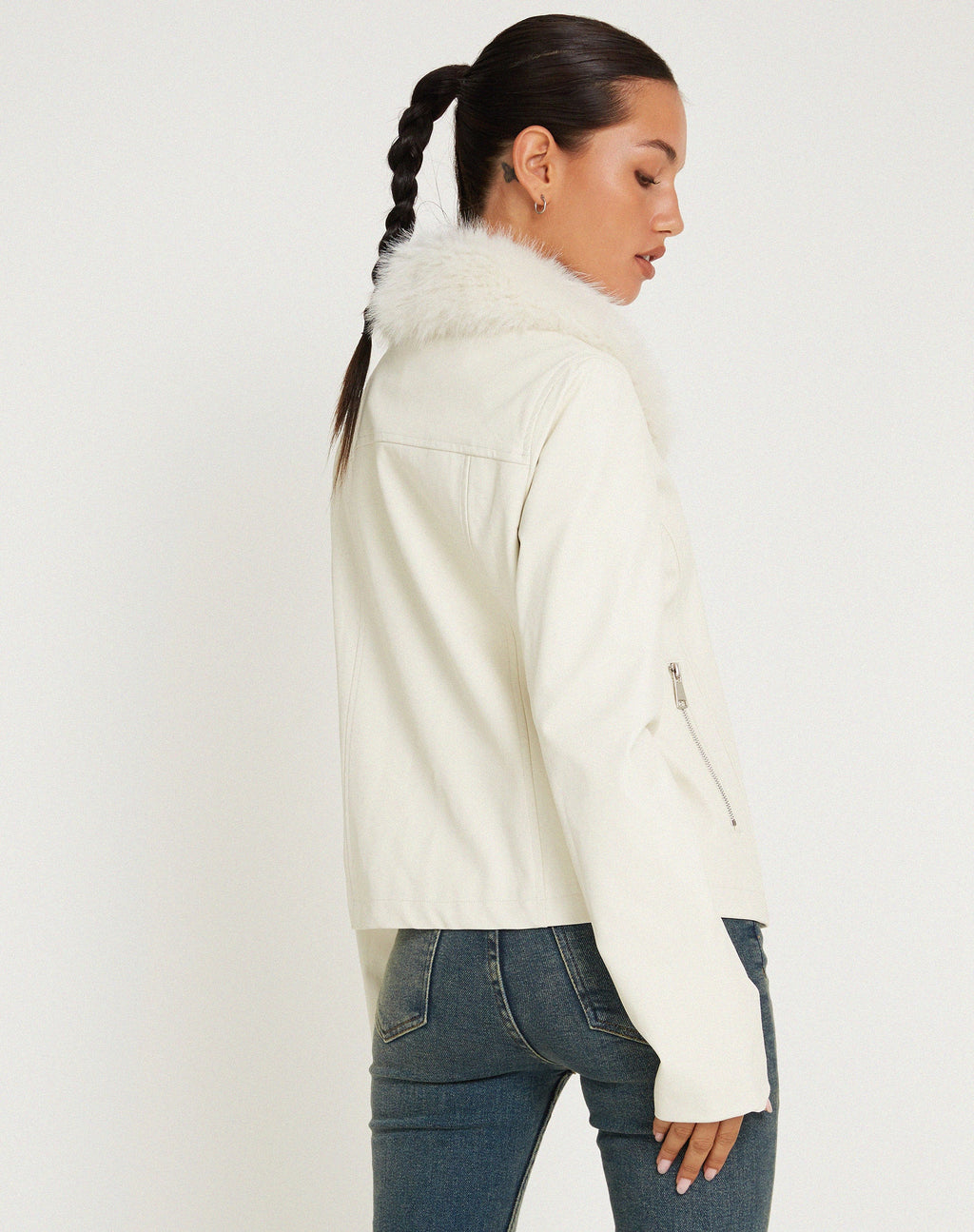 Giacca Yindo con zip in PU bianco