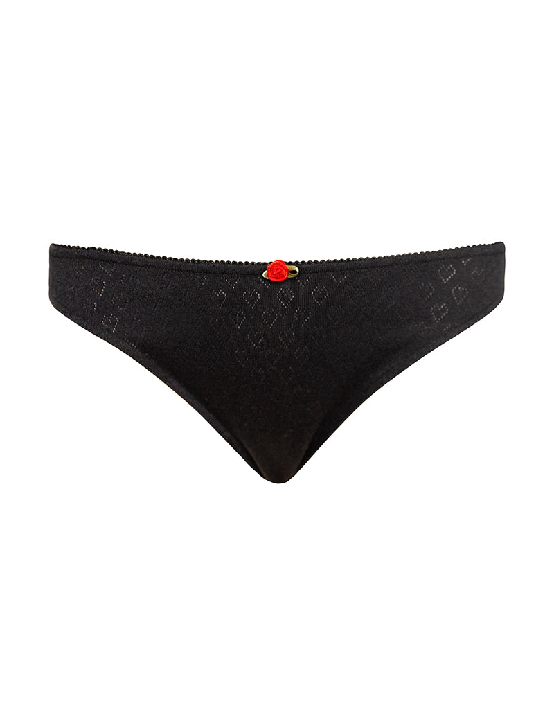 Immagine di Yinis Knickers in pointelle nero con bordo a balze