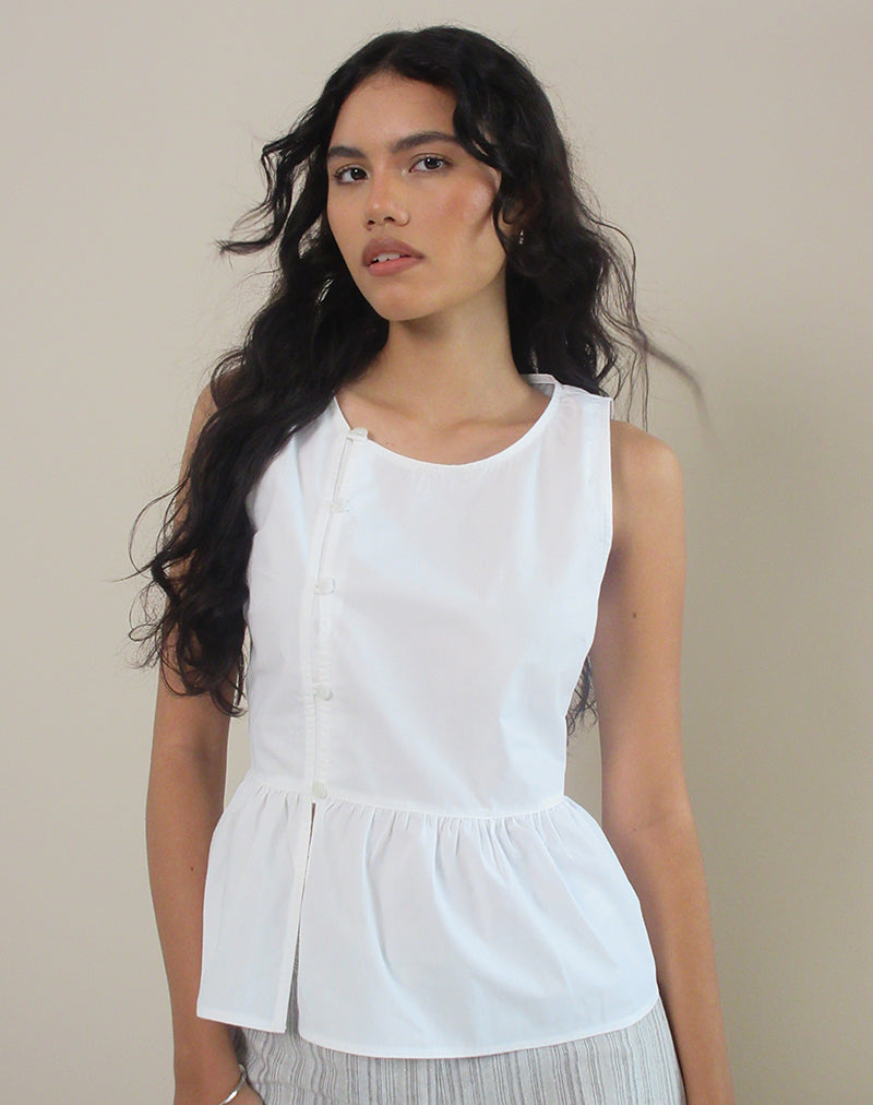 Immagine di Yoko Wrap Blouse in Popeline Bianco