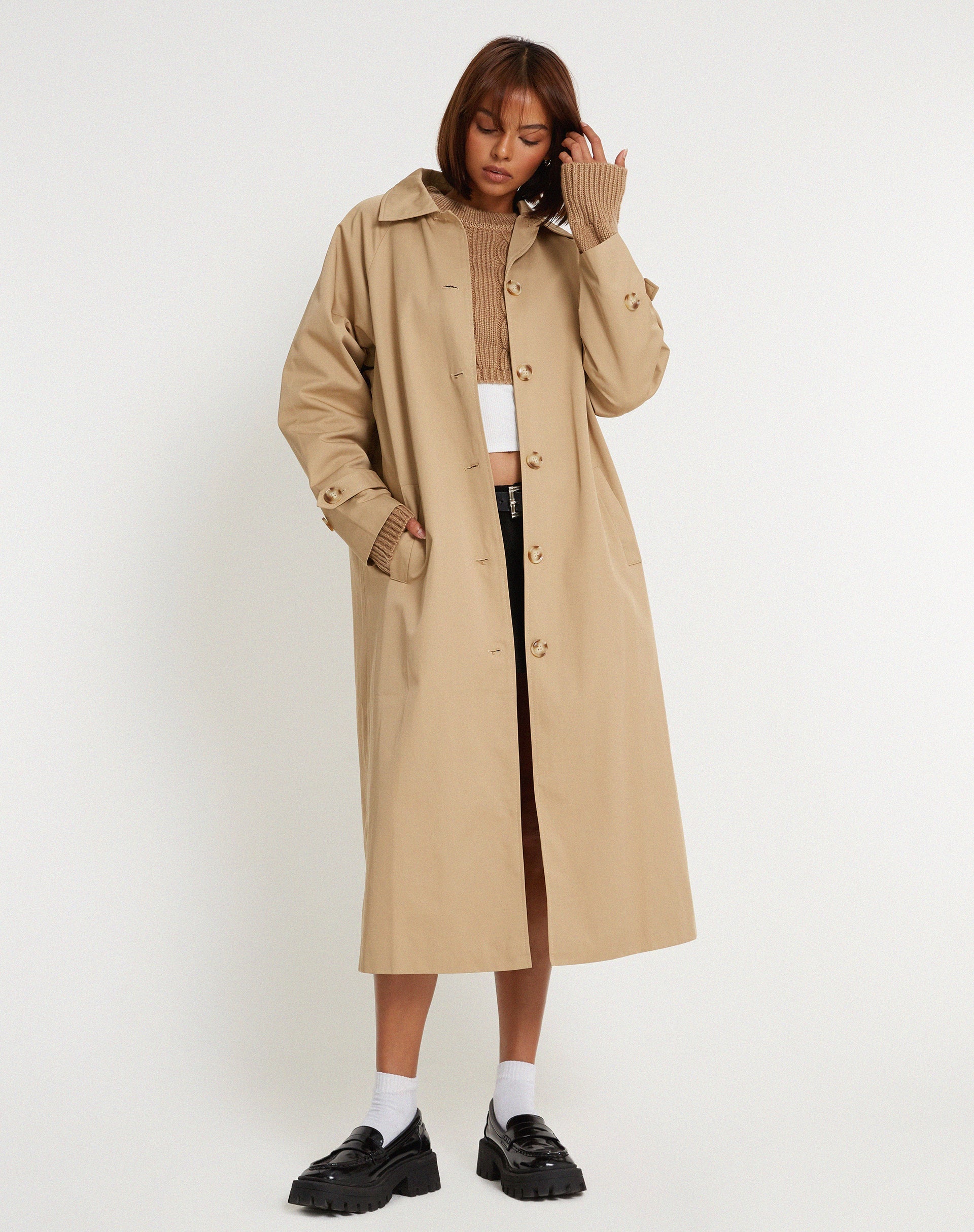 immagine di Assa Trench Coat Tan con fodera a righe