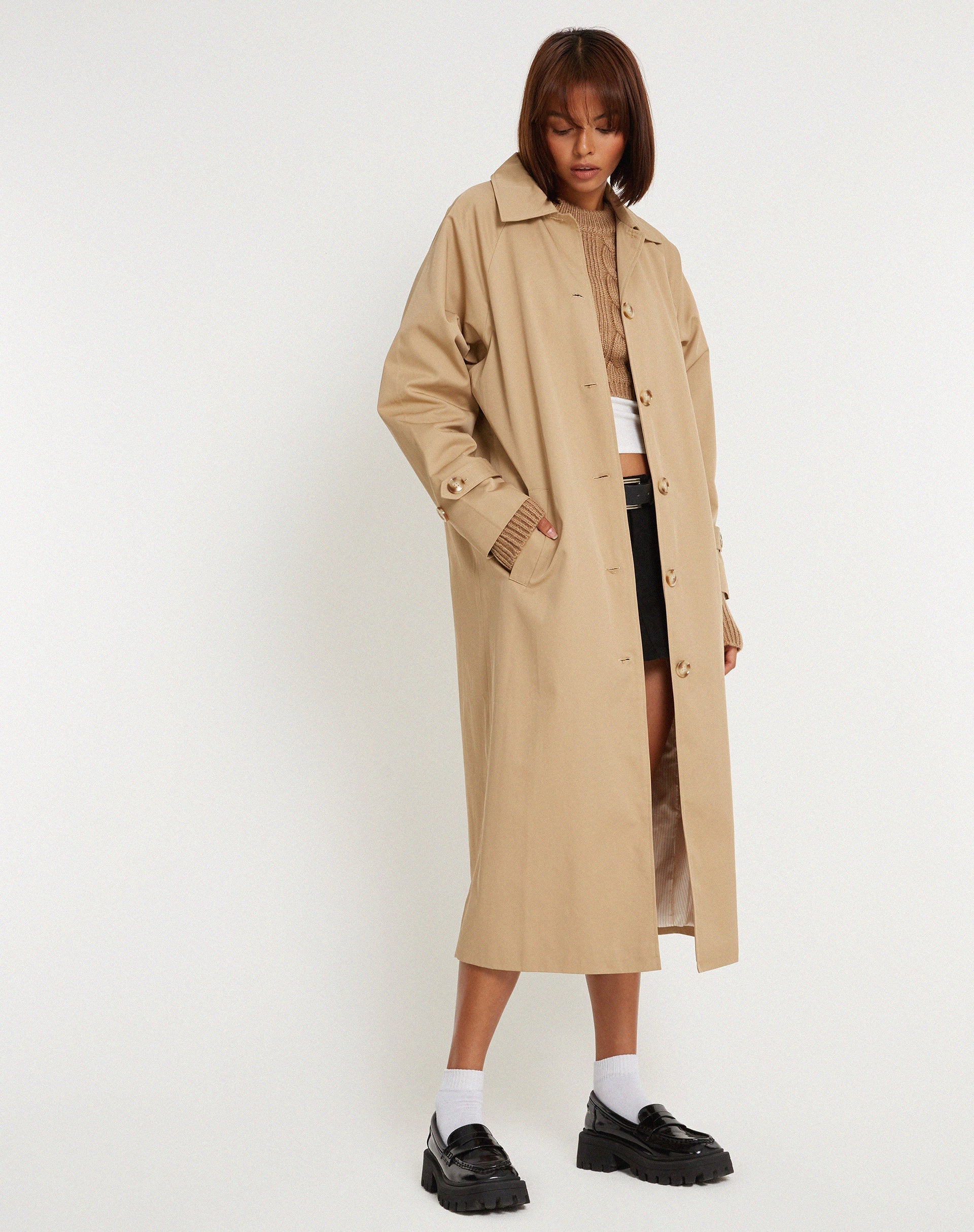 immagine di Assa Trench Coat Tan con fodera a righe