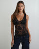 Immagine di Yoren Top in nero con bordi in pizzo picot