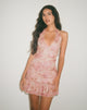 Immagine di Yoriko - Mini abito con scollo a mezzaluna in Smoky Floral Peach