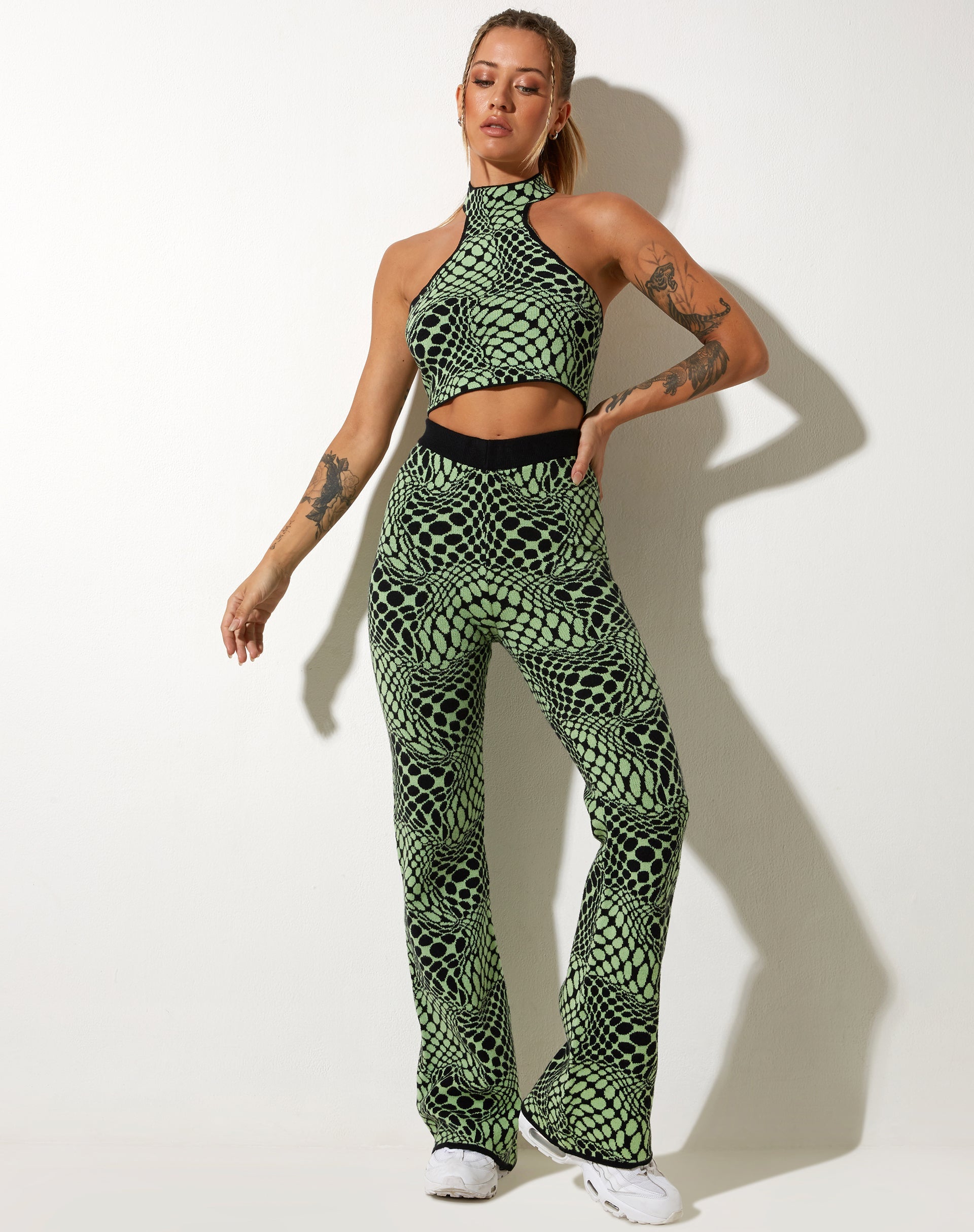 immagine del pantalone Yuana in Geo Polka Verde Arcadian