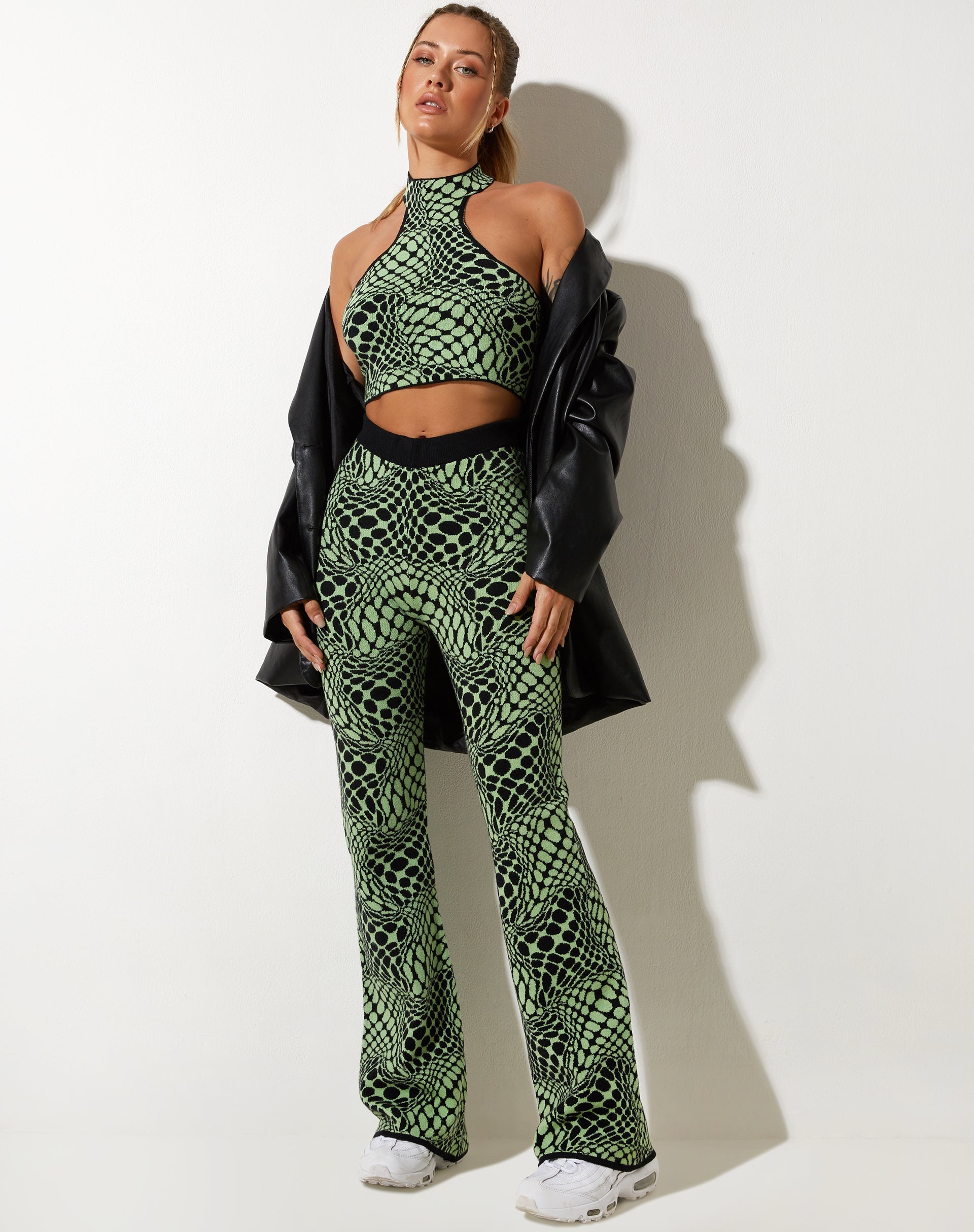 immagine di Molisa Crop Top in Geo Polka Verde Arcadian