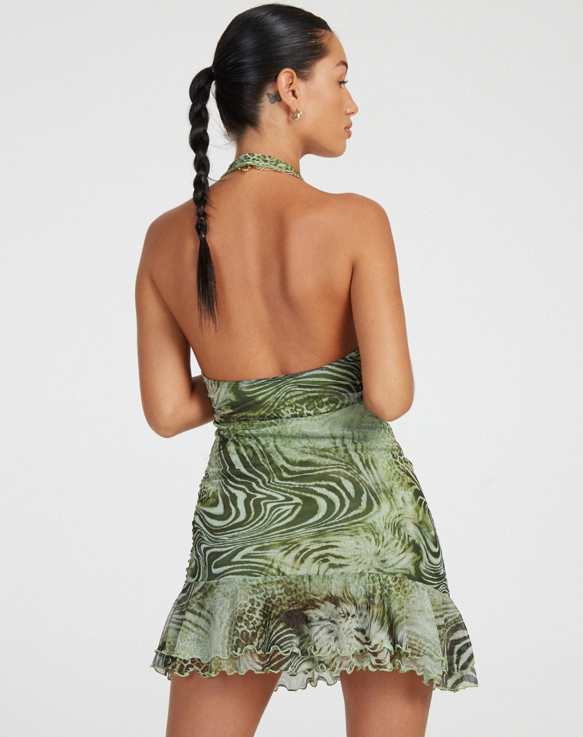 immagine di Yubila Mini Dress in Mesh Cheetah Green