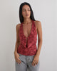 Immagine di Yukari Plunge Top in Burnout Mesh Rosso