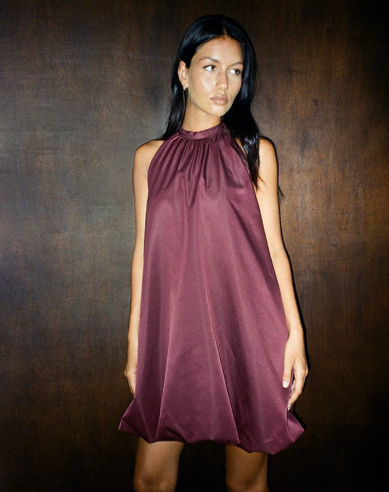Immagine di Yusna Puffball Mini Dress in Dark Berry