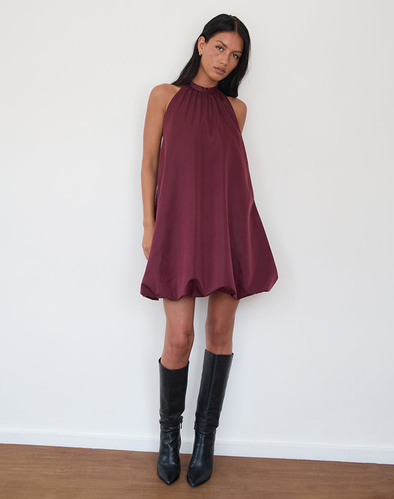 Immagine di Yusna Puffball Mini Dress in Dark Berry